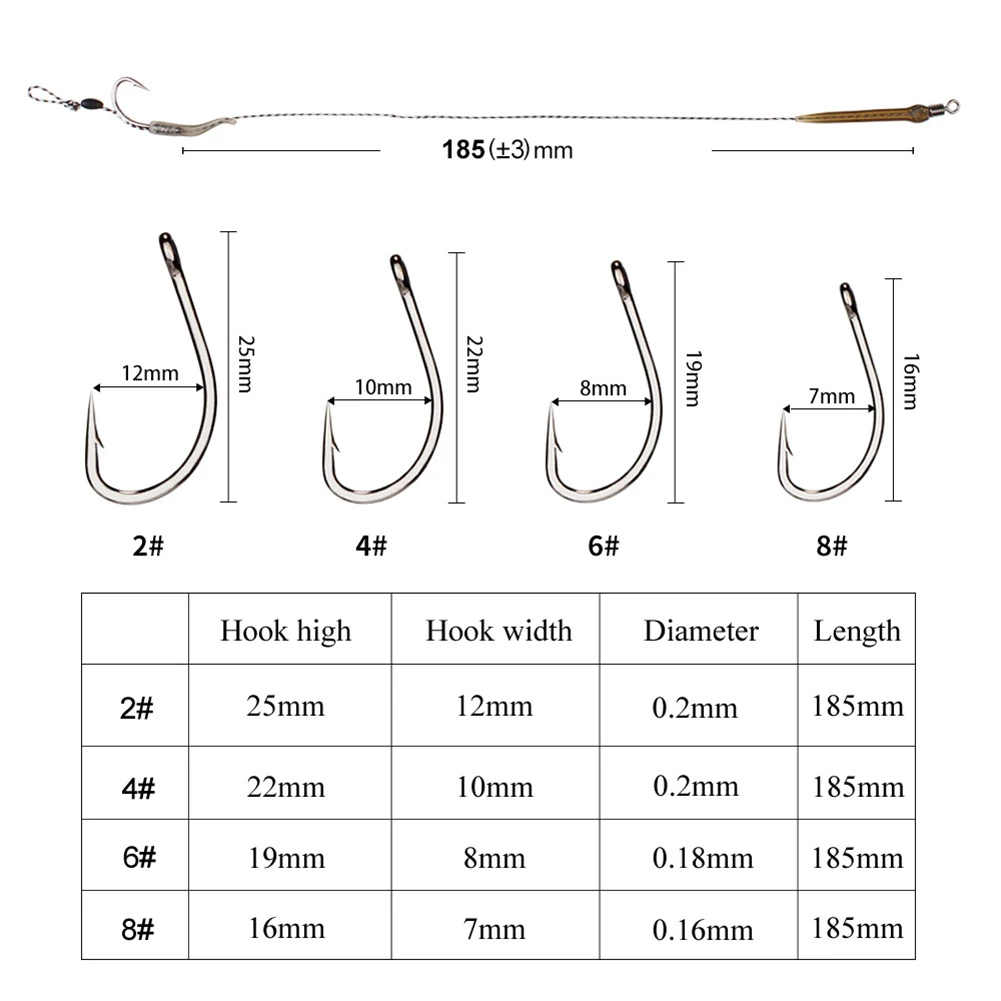 6pcs Carp Fishing Hair Rigs Curved Barb Leader Hooks With Boilie Bait Rig Stops Hair Rigs Hooks For Competition Accessory
6pcs Carp Fishing Hair Rigs Curved Barb Leader Hooks With Boilie Bait Rig Stops Hair Rigs Hooks For Competition Accessory