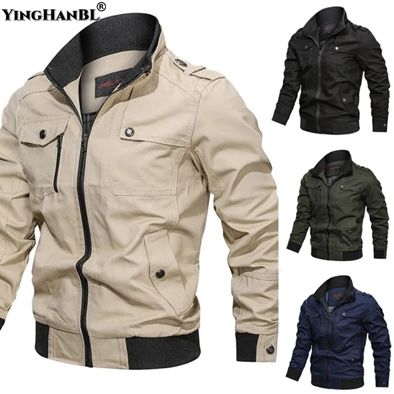 

2023 Fashion Slim Bomber Windbreaker Jackets Coat Spring Autumn New Jacket Men Army Mens Clothing Tactics Military Casual Cotton