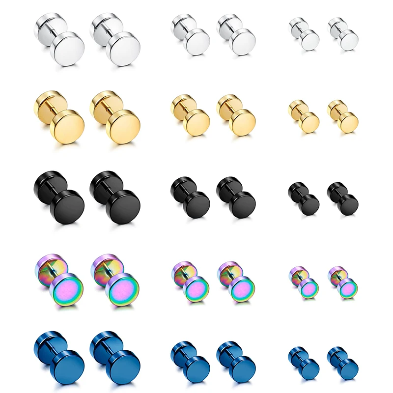 Stainless Steel Round Silver Gold Hoop Barbell Plugs Screw Studs Earrings Men Women Clip on Fake Gauges Earring 4~10MM
Stainless Steel Round Silver Gold Hoop Barbell Plugs Screw Studs Earrings Men Women Clip on Fake Gauges Earring 4~10MM