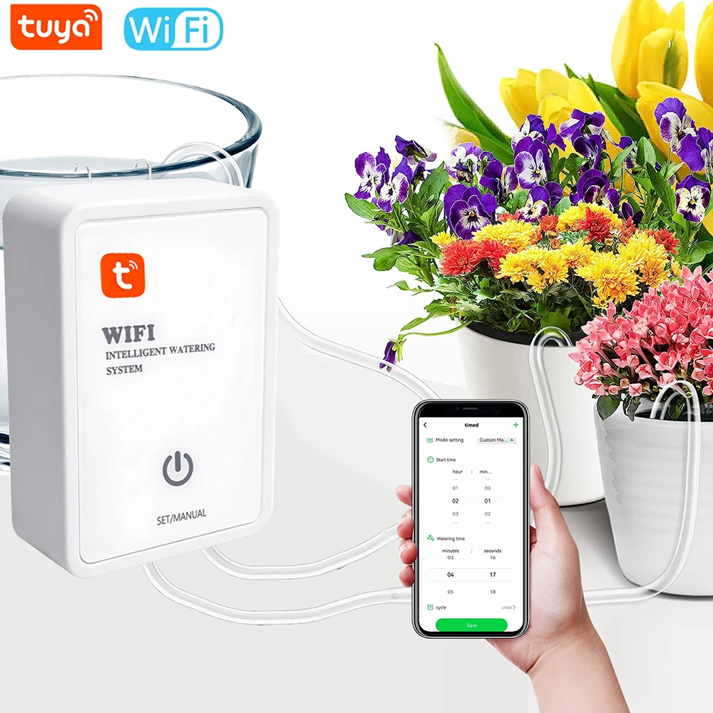 

Tuya WIFI Smart Watering Device Irrigation of plants Device Intelligent Spraying System Pump Watering Controller Garden Tool
