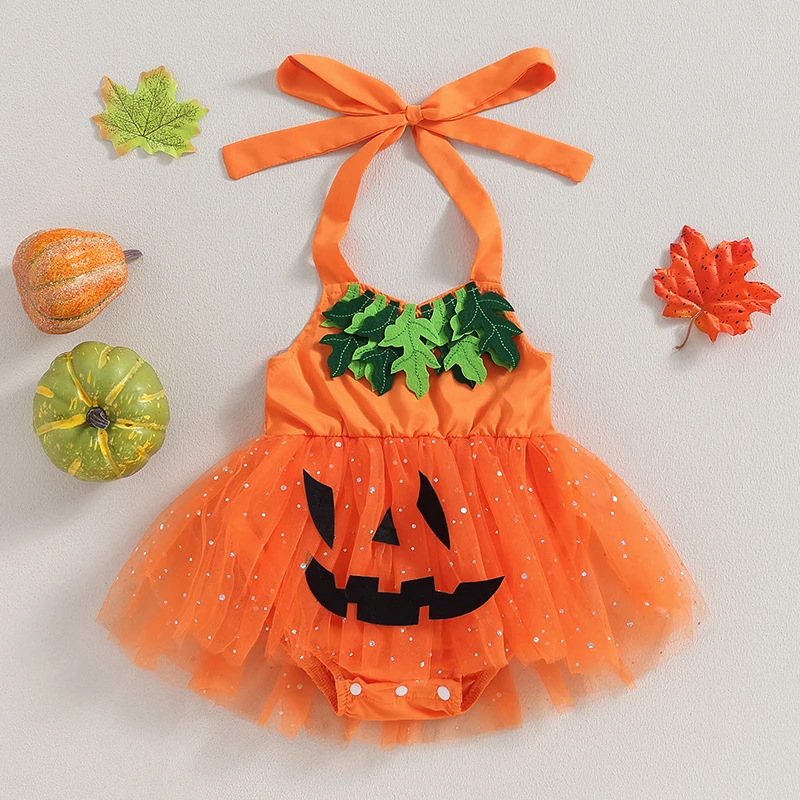Infant Baby Girls Halloween Romper Dress Pumpkin Pattern Sleeveless Halter Sequin Jumpsuit With Skirt Hem 0-24 Months Hot Sale
Infant Baby Girls Halloween Romper Dress Pumpkin Pattern Sleeveless Halter Sequin Jumpsuit With Skirt Hem 0-24 Months Hot Sale