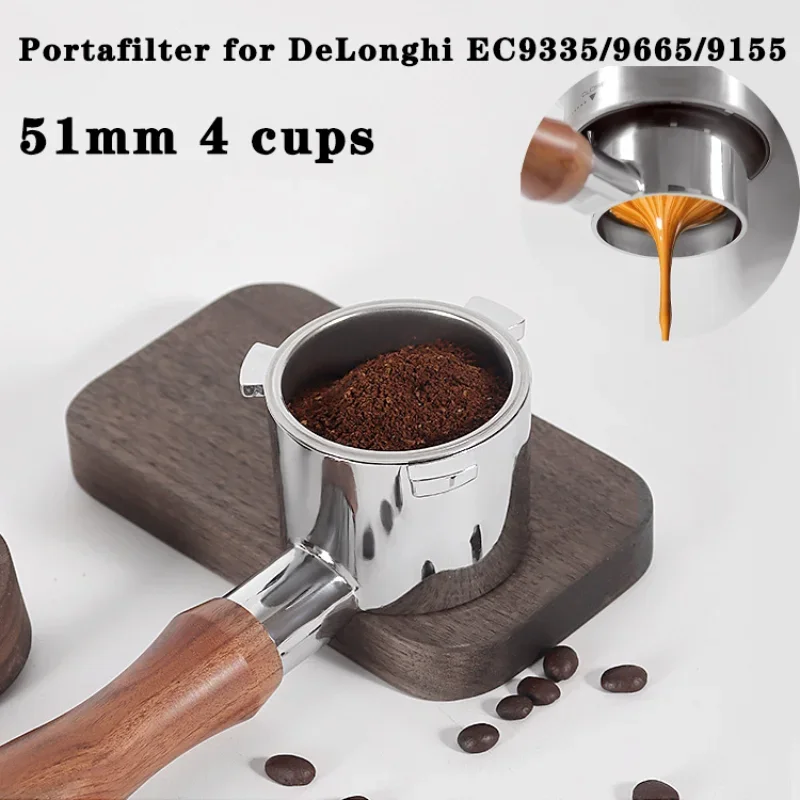 51MM Coffee Bottomless Portafilter For DeLonghi EC9335/9665/9155 Espresso Machine Handle Replaceable Filter Basket Coffee Tools
51MM Coffee Bottomless Portafilter For DeLonghi EC9335/9665/9155 Espresso Machine Handle Replaceable Filter Basket Coffee Tools
