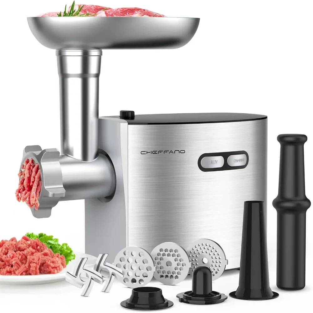Meat Grinder, 2600W Max Stainless Steel Meat Grinder Electric, with 2 Blades, 3 Plates, Sausage Stuffer Tube & Kubbe Kit
Meat Grinder, 2600W Max Stainless Steel Meat Grinder Electric, with 2 Blades, 3 Plates, Sausage Stuffer Tube & Kubbe Kit