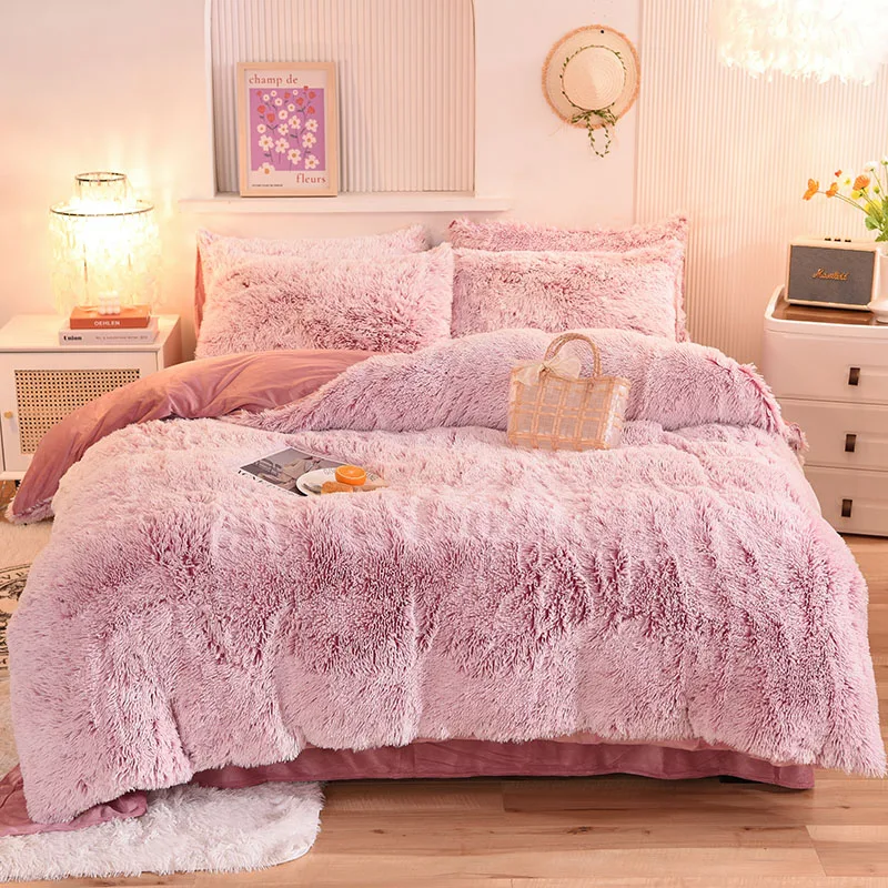 3Pcs Super Shaggy Coral Fleece Warm Cozy Princess Bedding Set Mink Velvet Duvet Cover Set Bed Comforter Cover Blanket Pillowcase 14 Sbc821a251e3f4b178cad3cb139646ab3Z