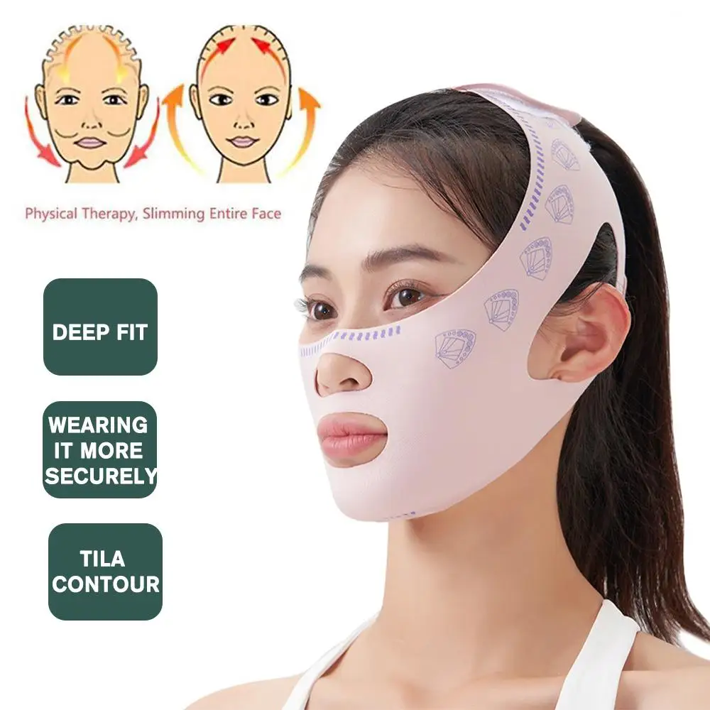

Дышащая V-образная лента для лица, тонкая маска для лица, V-образная форма, бандаж для уменьшения подбородка, двойная повязка против морщин C8M9