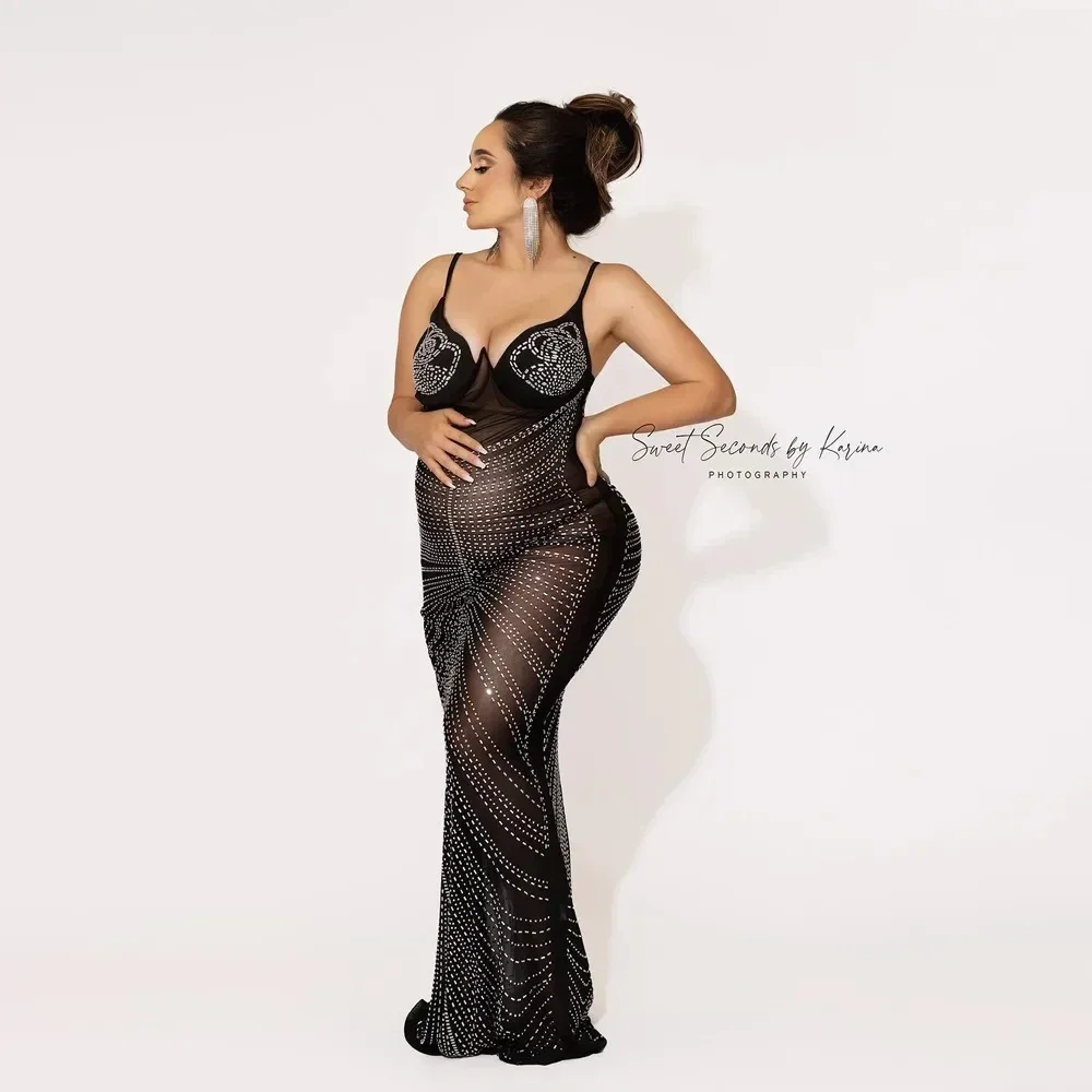 Pregnant Women Crystals Maternity Photography Props Dress Fashion Black Mesh Sheer Maxi Dress For Photo Shoot Pregnancy Bodycon
Pregnant Women Crystals Maternity Photography Props Dress Fashion Black Mesh Sheer Maxi Dress For Photo Shoot Pregnancy Bodycon