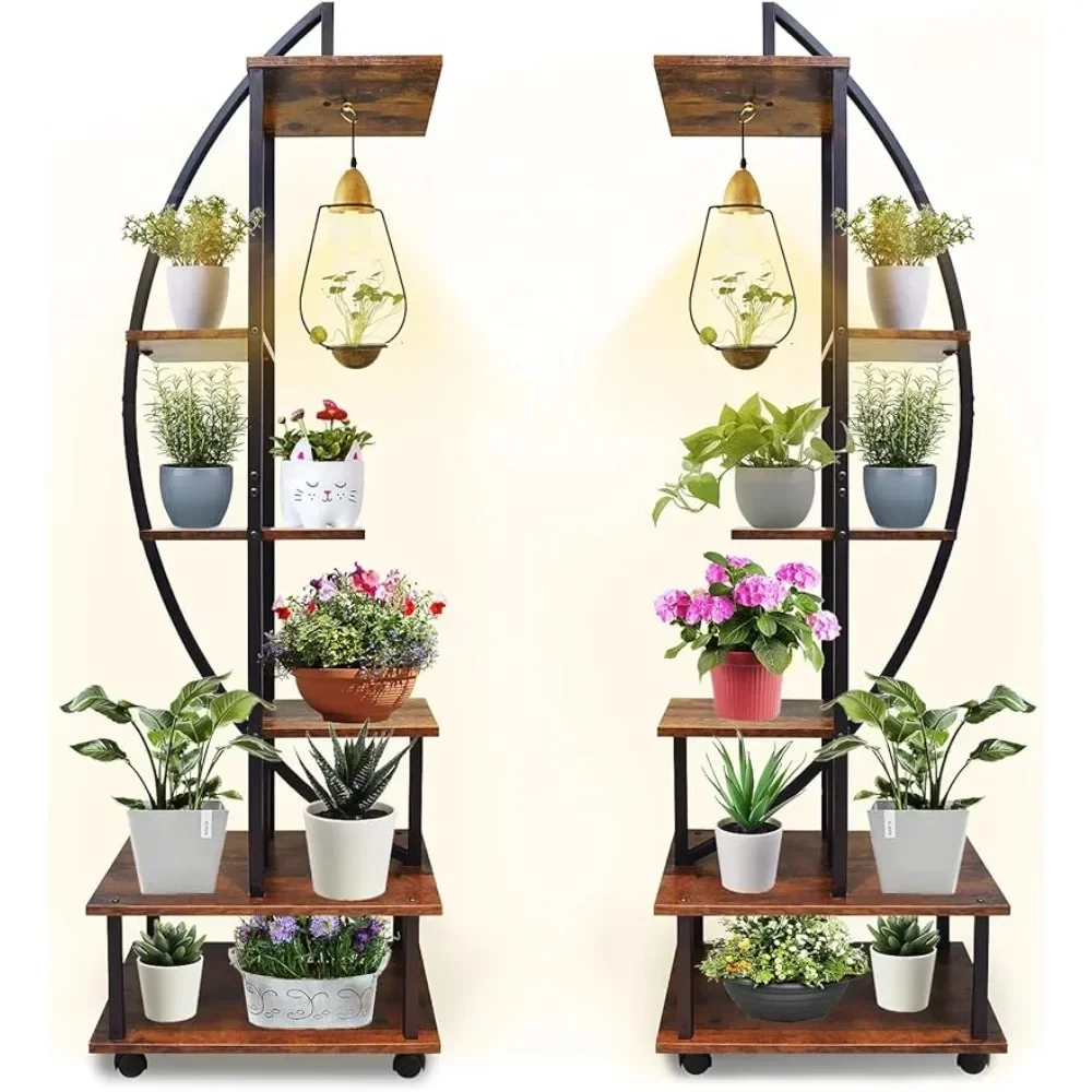 2 PCS Half Moon Plant Stand Indoor 6 Tiers Metal Plant Shelf Ladder Wood Flower Pot Holder with Hangers for Living Room Balcony
2 PCS Half Moon Plant Stand Indoor 6 Tiers Metal Plant Shelf Ladder Wood Flower Pot Holder with Hangers for Living Room Balcony