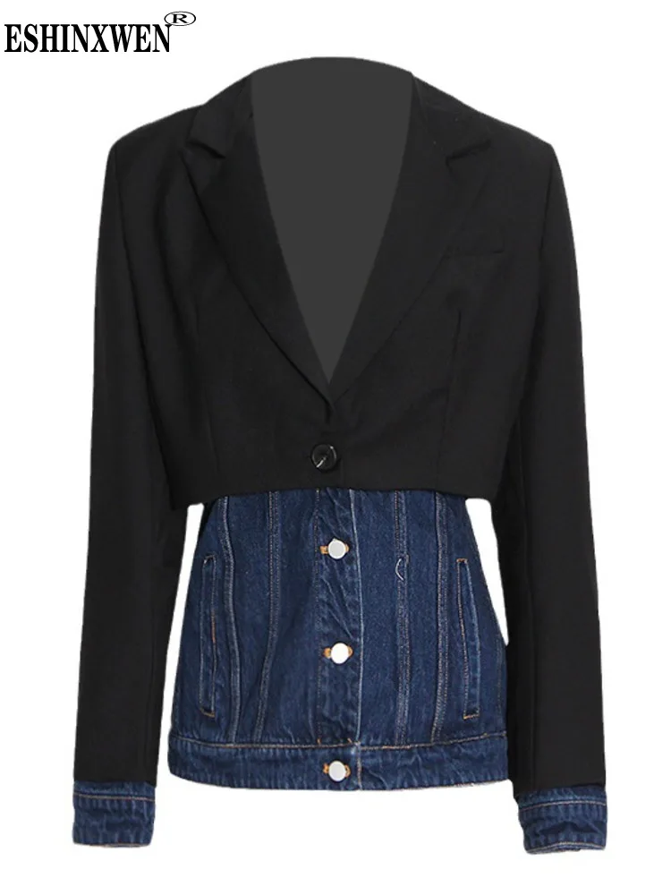 Eshin V Neck Long Sleeve Single Breasted Patchwork Denim Contrast Color Blazer Women 2023 Winter Fashion Female New Coat TH5990 
Eshin V Neck Long Sleeve Single Breasted Patchwork Denim Contrast Color Blazer Women 2023 Winter Fashion Female New Coat TH5990