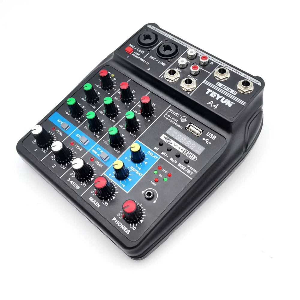 Professional 4-channel Mixers Digital Mixing Card Microphone Mobile Phone Live Broadcast Computer Recording DJ Audio Equipment
Professional 4-channel Mixers Digital Mixing Card Microphone Mobile Phone Live Broadcast Computer Recording DJ Audio Equipment