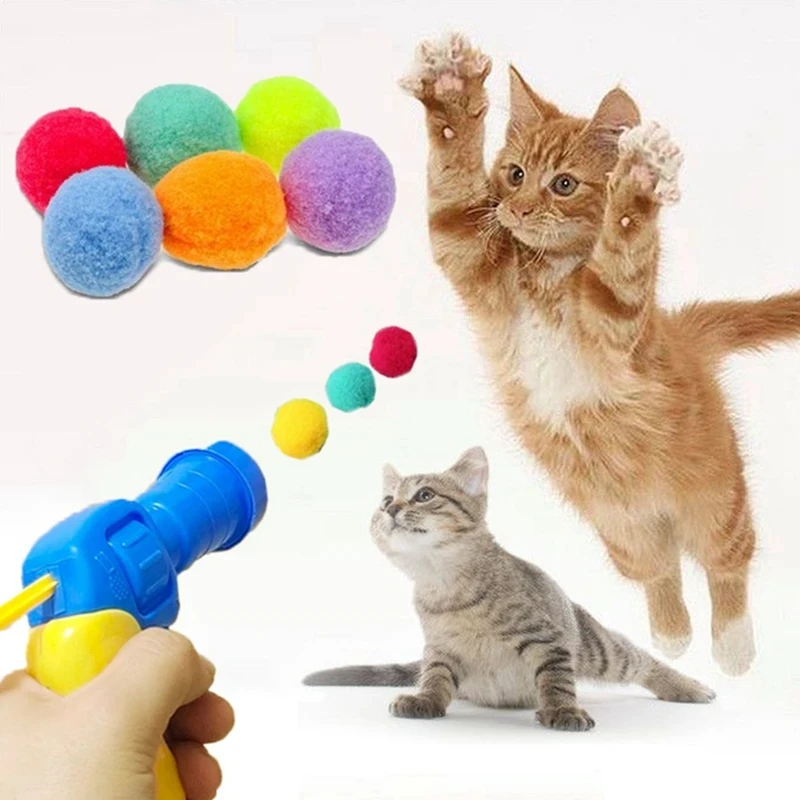 

Funny Cat Interactive Teaser with plush ball Training Toy Creative Kittens Mini Pompoms Games Toys Pets Supplies Toys For Cat