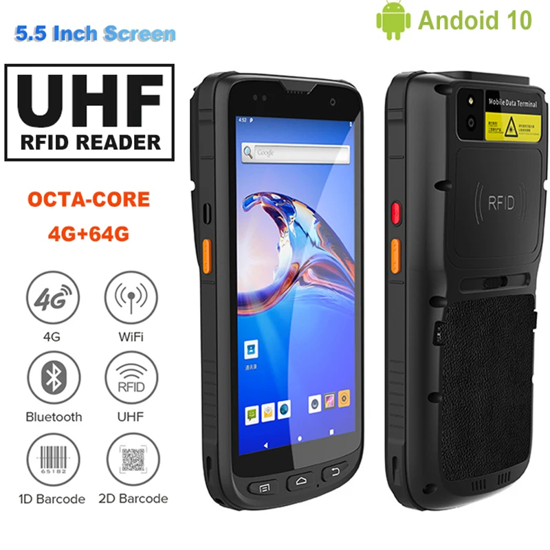 

Android 10 Portable Handheld Logistic PDA 1D 2D Barcode Scanner Built-in UHF RFID Reader Warehouse Manager