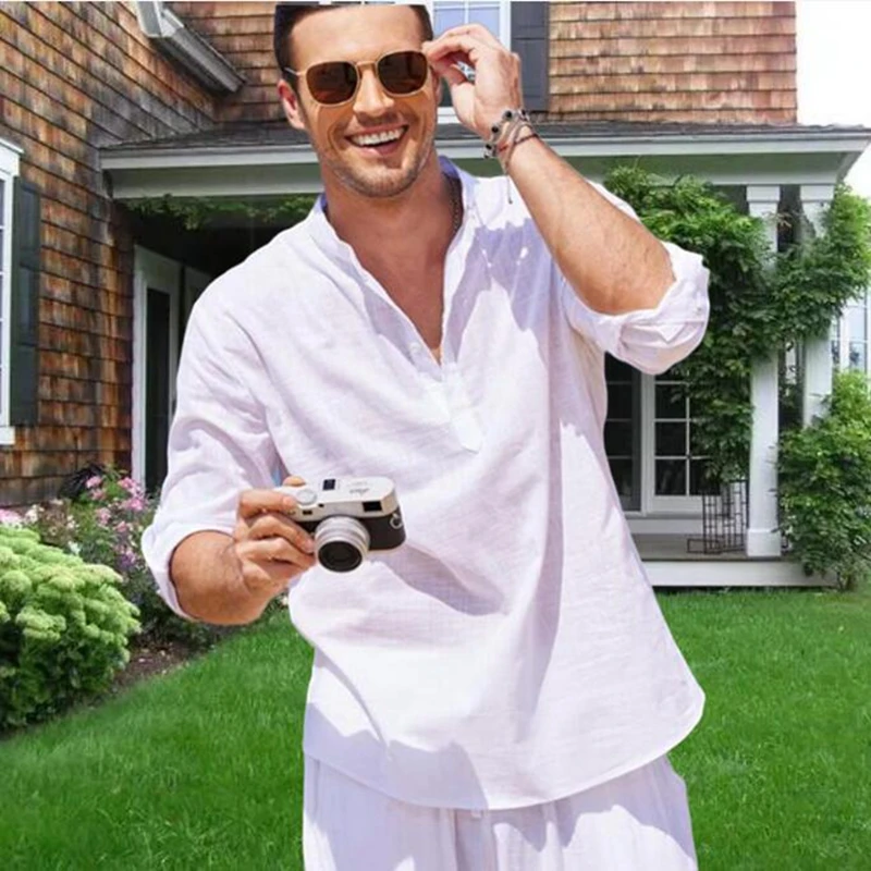 High Quality Men's Blouse Cotton Linen Shirt Casual Loose Tops Long Sleeve Tee Shirt Spring Autumn Leisure Handsome Men's Shirts
High Quality Men's Blouse Cotton Linen Shirt Casual Loose Tops Long Sleeve Tee Shirt Spring Autumn Leisure Handsome Men's Shirts