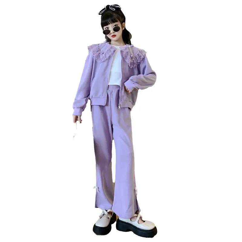 Autumn New Princess Girls Clothing Sets Sweet Lace Collar Jacket + Pants 2 Color Fashion Costume for Baby Kids 4 6 8 10 12 13Yrs
Autumn New Princess Girls Clothing Sets Sweet Lace Collar Jacket + Pants 2 Color Fashion Costume for Baby Kids 4 6 8 10 12 13Yrs