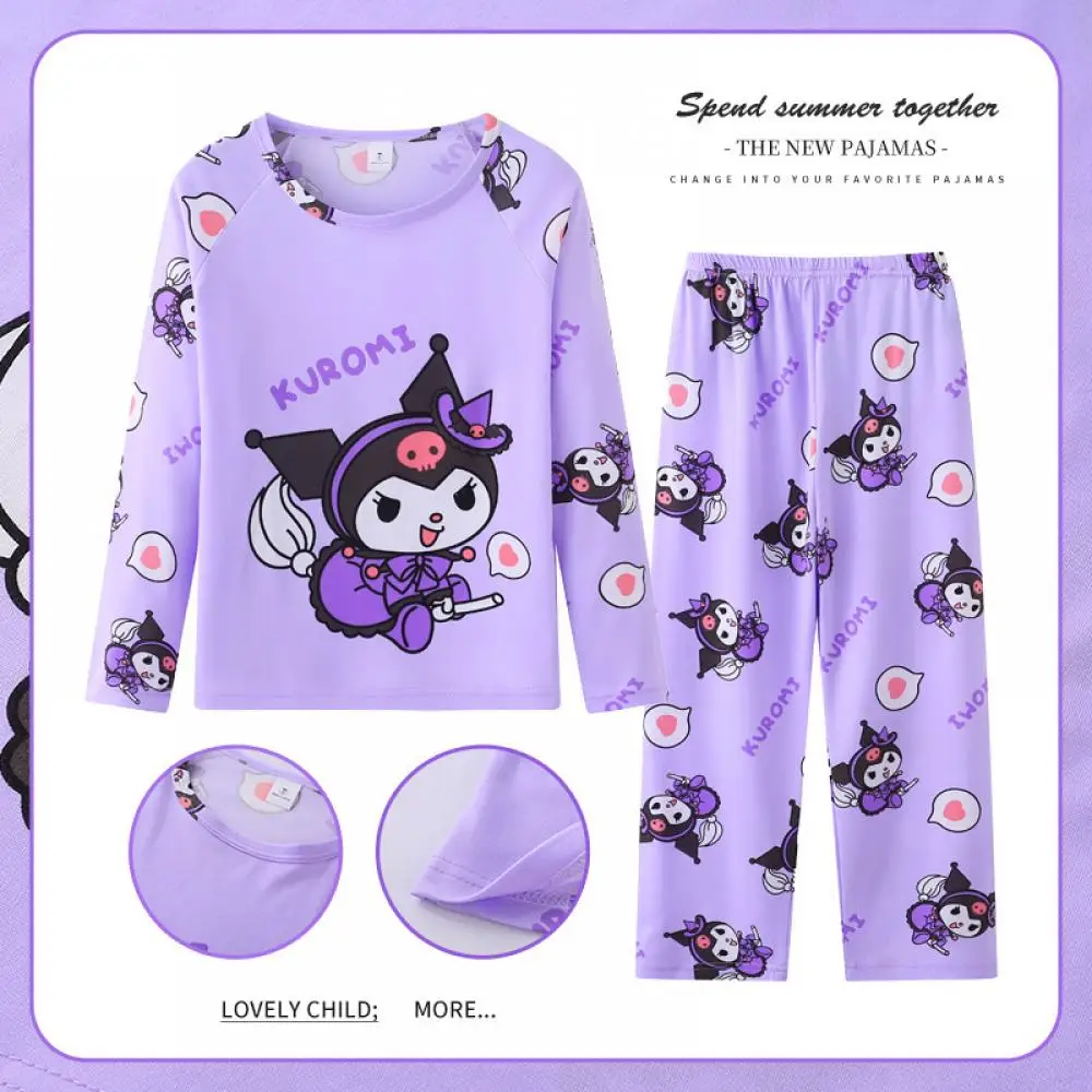 

Sanrio Kuromi Girls Pajamas Cinnamoroll My Melody Nightwear Sleepwear Anime Cartoon Long Sleeve Spring Autumn Child Homewear