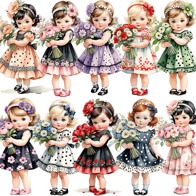 

Girl with floral skirt Stickers Crafts And Scrapbooking stickers kids toys book Decorative sticker DIY Stationery