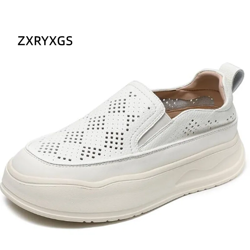 

ZXRYXGS 2024 весенне-летние новые лоферы из воловьей кожи с верхним слоем, женские модные повседневные туфли, обувь на толстой подошве для увеличения роста