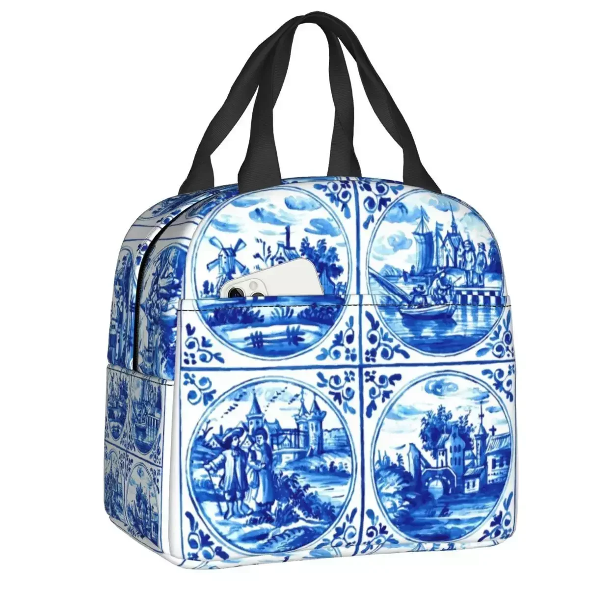 Dutch Delft Blue Tiles Insulated Lunch Bag For Vintage Sailboat Windmills Art Cooler Thermal Lunch Tote Office Work School
Dutch Delft Blue Tiles Insulated Lunch Bag For Vintage Sailboat Windmills Art Cooler Thermal Lunch Tote Office Work School