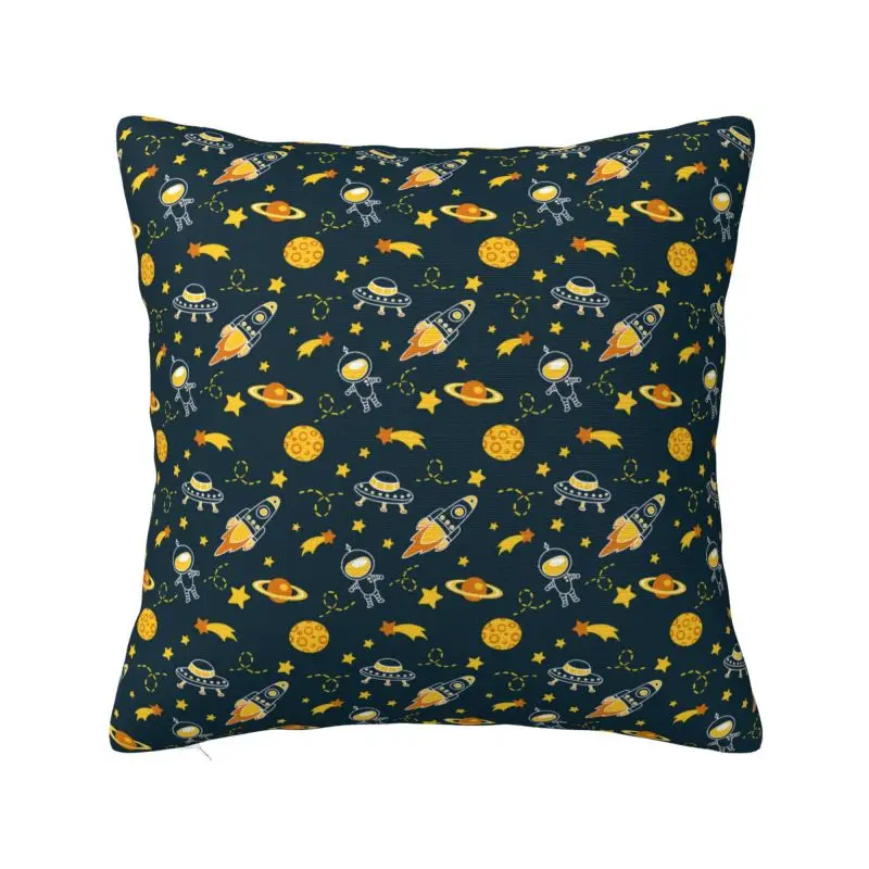 

Space Rocket Galaxy Planet Cushion Covers Velvet Universe Astronaut Spaceship Pillow Case for Sofa Square Pillowcase Decoration