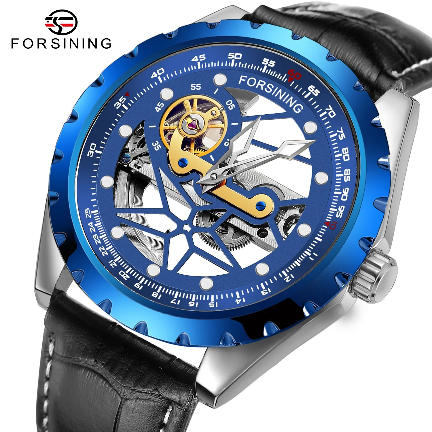 

Forsining Brand Watches Skeleton Transparent Tourbillon Men Wristwatches Automatic Mechanical Leather & Steel Relogio Masculi