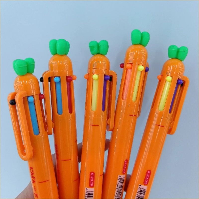 Plastic Cartoon Carrot 6 Colors Press Ballpoint Pens Creative Office Accessories Back To School Writing Supplies
Plastic Cartoon Carrot 6 Colors Press Ballpoint Pens Creative Office Accessories Back To School Writing Supplies