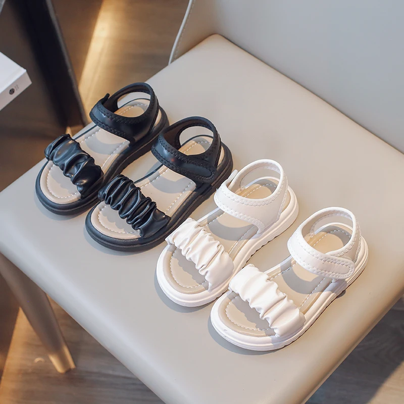 Girls Leather Sandals Soft Kids White Pleated Casual Shoes Non-slip Open-toe Fashion Children Summer Beach Shoes Simple 2023
Girls Leather Sandals Soft Kids White Pleated Casual Shoes Non-slip Open-toe Fashion Children Summer Beach Shoes Simple 2023