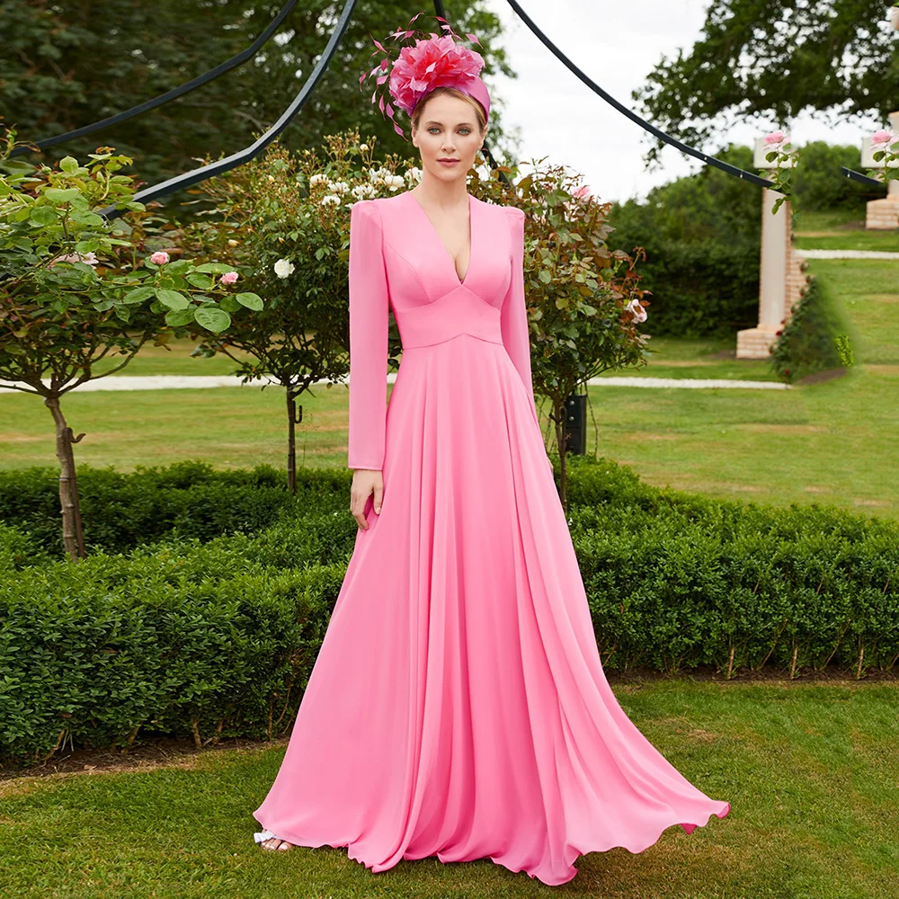 Elegant V-neck Long Sleeves Mother of the Bride Dresses A-line Chiffon Wedding Guest Gown Plus Size Evening Dress
Elegant V-neck Long Sleeves Mother of the Bride Dresses A-line Chiffon Wedding Guest Gown Plus Size Evening Dress