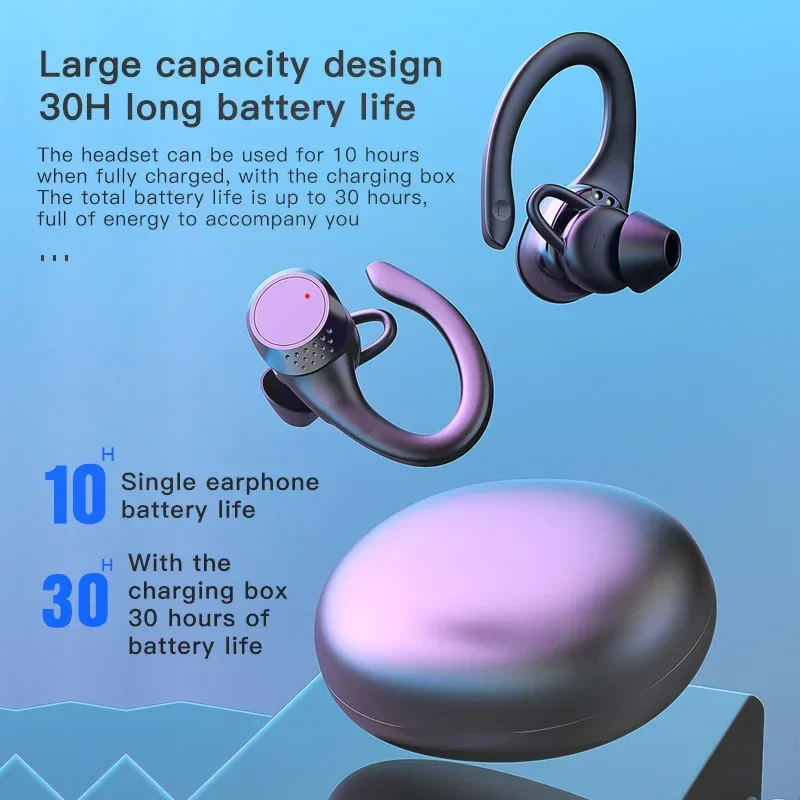 

Earphone Sports Headsets Led Headphone Wireless Earbuds Noise Reduction Microphone10H HiFi Music Time TWS Bluetooth 5.2 Earhook