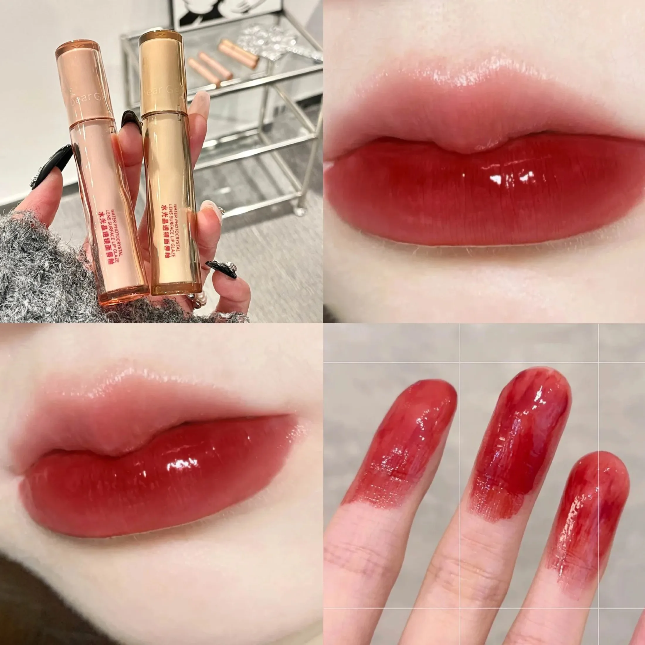 

1 Pcs Mirror Water Lip Gloss Iced Tea Glaze Sexy Red Glass Oil Liquid Lipstick Waterproof Moisturizing Matte Balm Makeup 6 Color