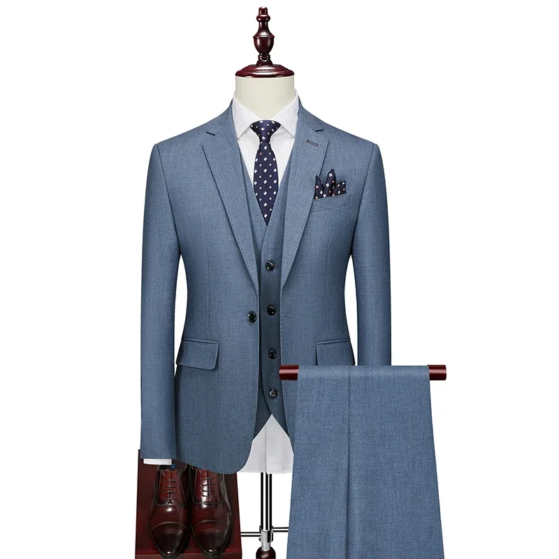 

Новейший дизайн пальто и брюк, синий мужской костюм, смокинг для выпускного вечера, облегающие свадебные костюмы для жениха из 3 предметов, мужские Индивидуальные блейзеры Terno Masuclino