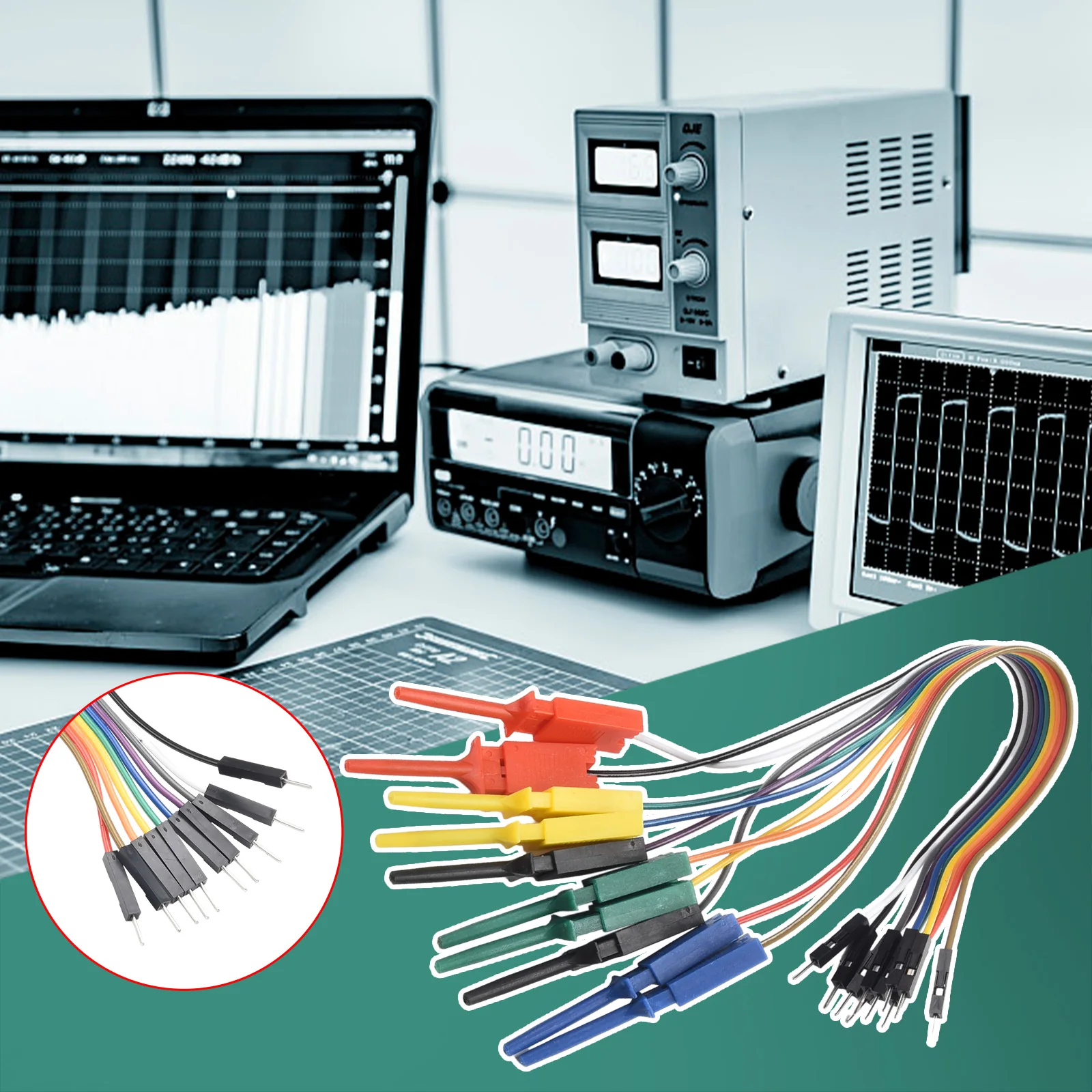 1Set 20CM 10 Needle Plastic Metal Logic Analyzer Cable Gripper Probe Test Lead Hook Clamp Set For Chips Pins Connecting Testing
1Set 20CM 10 Needle Plastic Metal Logic Analyzer Cable Gripper Probe Test Lead Hook Clamp Set For Chips Pins Connecting Testing