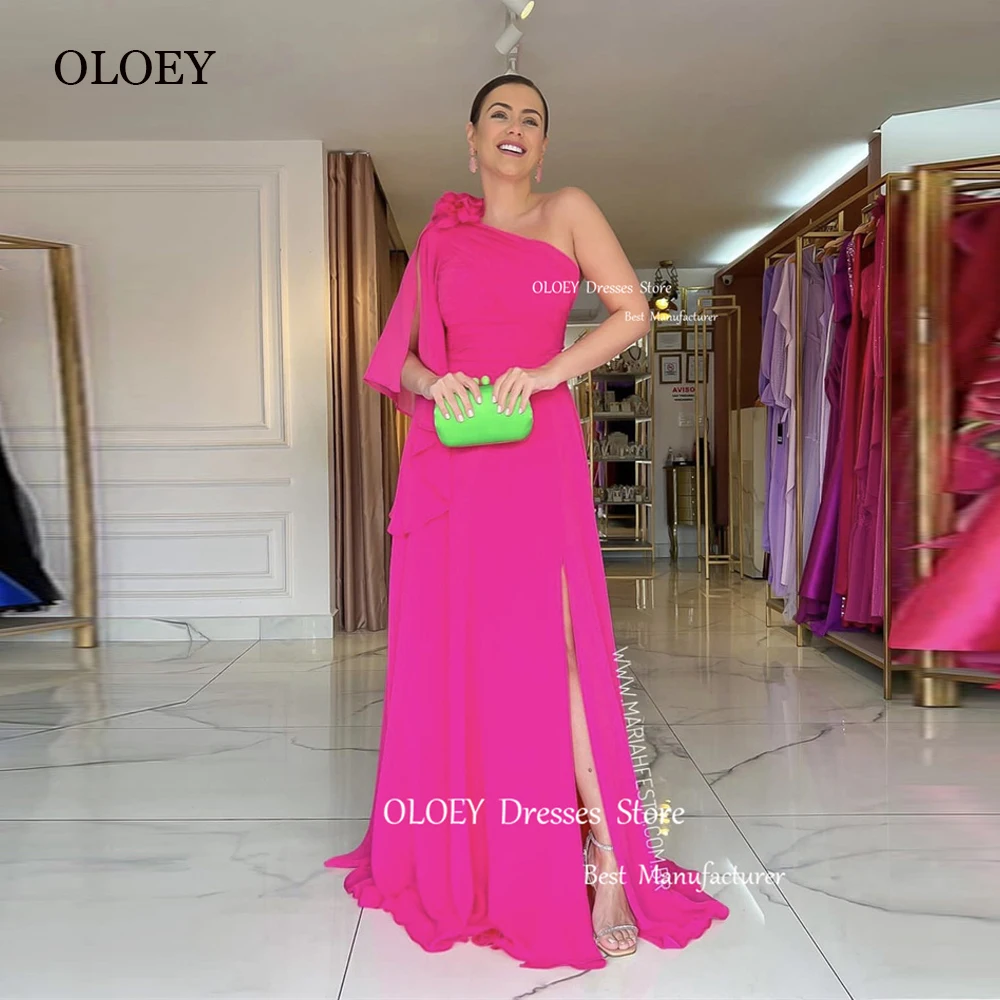 OLOEY Simple Fuschia Chiffon Long Prom Dresses For Women One Shoulder Sleeve Split Evening Gowns Wedding Party Dress 2023
OLOEY Simple Fuschia Chiffon Long Prom Dresses For Women One Shoulder Sleeve Split Evening Gowns Wedding Party Dress 2023
