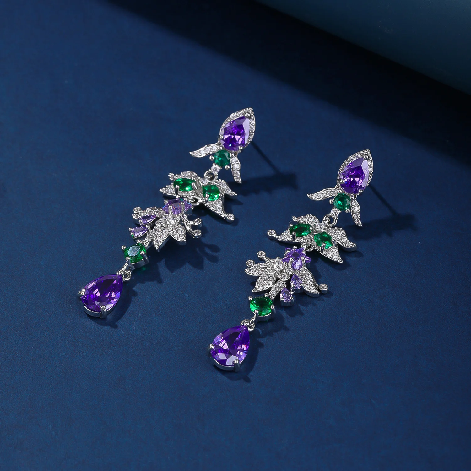 High Quality Cubic Zirconia Star Leaf Shape Dangle Drop Women Long Earrings for Wedding Party Wear CE12095 9 Sbca7971a288c4e8883bea6efe88a38d0k