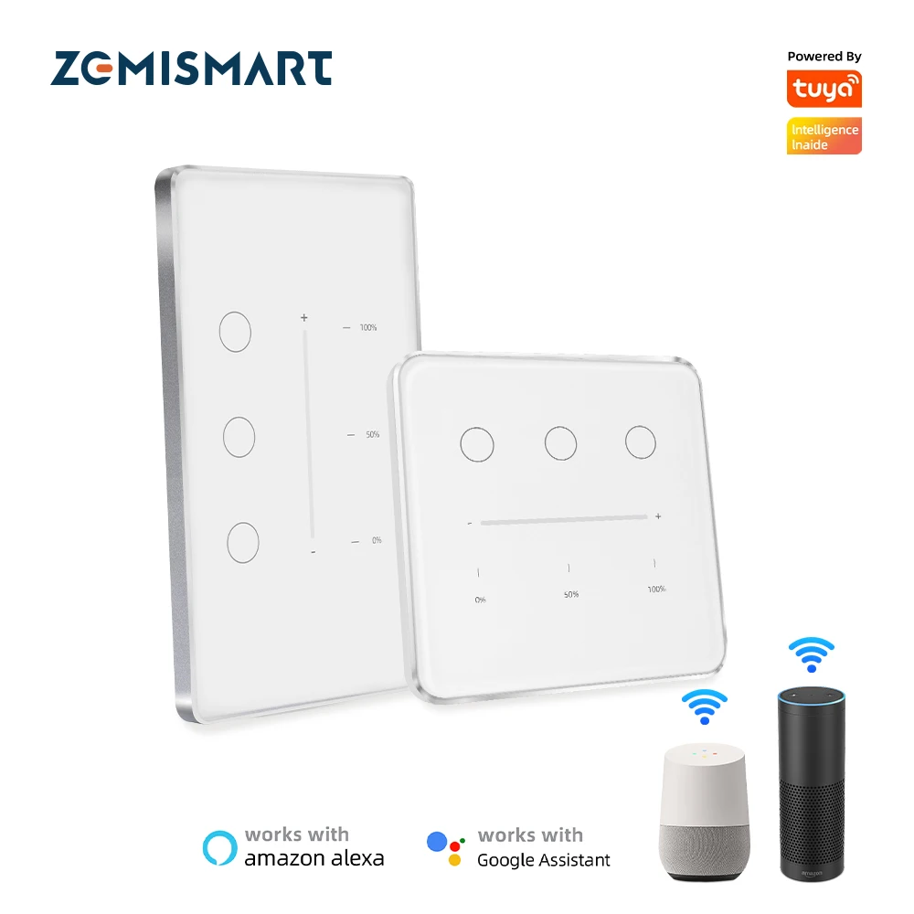 

Newest Tuya Zigbee Dimmer Switch 3 Gang Wall Light Switch Touch Panel Percentage Adjustment Brightness Alexa Google Home Control