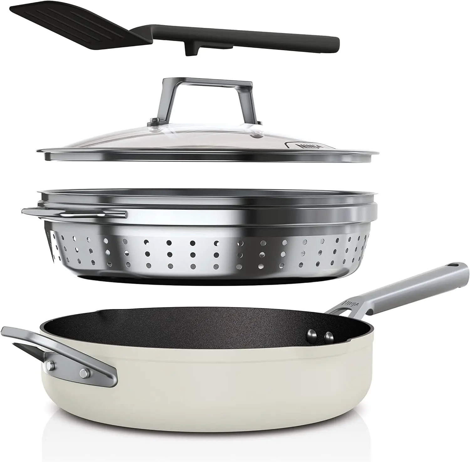 Foodi NeverStick PossiblePan, Premium Set with 4-Quart Capacity Pan, Steamer/Strainer Basket, Glass Lid & Integrated Spatula
Foodi NeverStick PossiblePan, Premium Set with 4-Quart Capacity Pan, Steamer/Strainer Basket, Glass Lid & Integrated Spatula