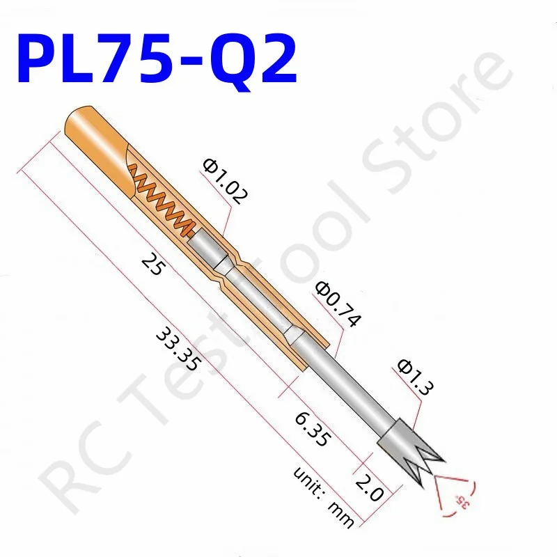 100PCS Spring Test Probe PL75-Q2 4-claw Head Test Pin Head Dia 1.3mm Length 33.35mm Needle Dia 1.02mm Spring Pogo Pin PL75-Q
100PCS Spring Test Probe PL75-Q2 4-claw Head Test Pin Head Dia 1.3mm Length 33.35mm Needle Dia 1.02mm Spring Pogo Pin PL75-Q