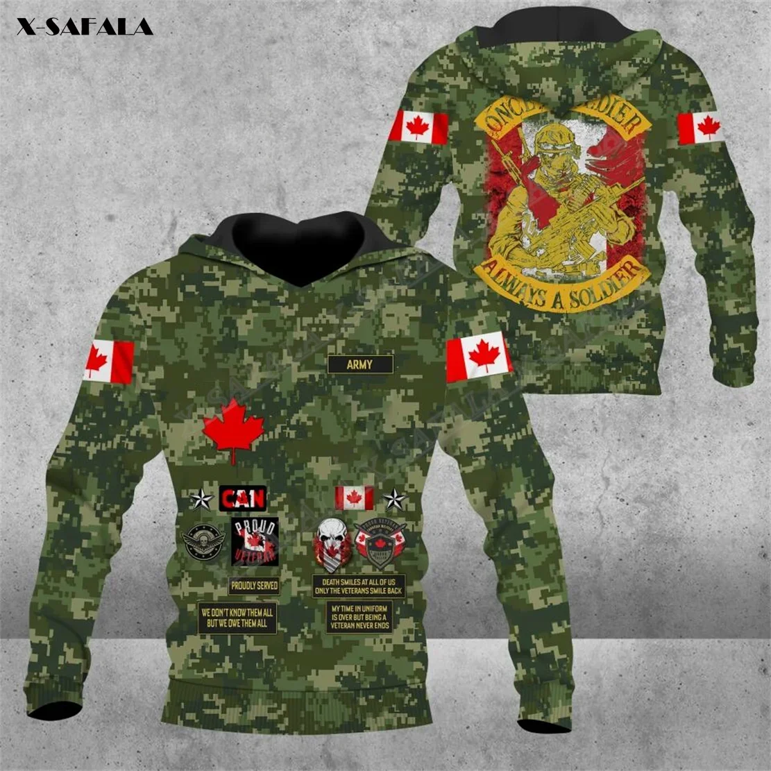 

Military CANADA ARMY CAMO VETERAN SOLDIER 3D Print Hoodie Men Shirt Pullover Sweatshirt Hooded Jersey Tracksuits Outwear Coat