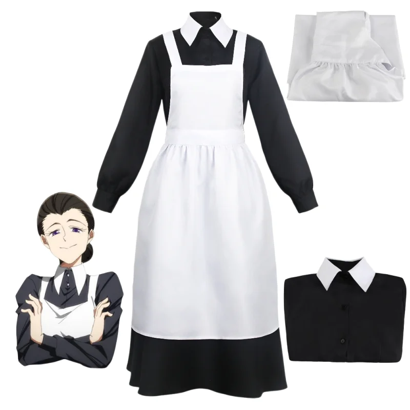 

Anime The Promised Neverland Isabella Mother Cosplay Costume Dress Apron French Maid Full Set Uniform Christmas Carnival Gift