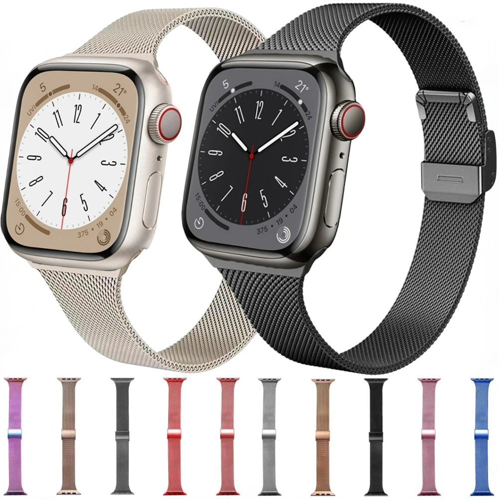 

Milanese Strap for Apple Watch band 45mm 44mm 40mm 41mm 49mm 42mm 38mm 44 45 mm Bracelet iWatch Series Ultra 8 7 6 5 4 3 SE Band