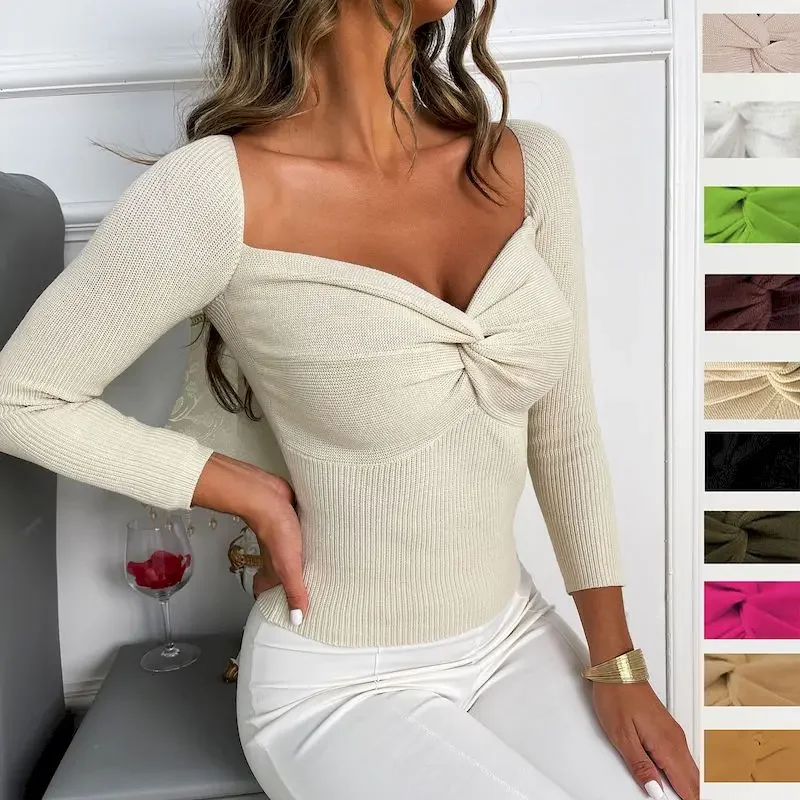 Sexy Womens Sweaters 2022 Autumn Winter Fashion Cross V-neck on The Chest Knitted Pullovers Elegant Long Sleeve Tops Pull Femme
Sexy Womens Sweaters 2022 Autumn Winter Fashion Cross V-neck on The Chest Knitted Pullovers Elegant Long Sleeve Tops Pull Femme