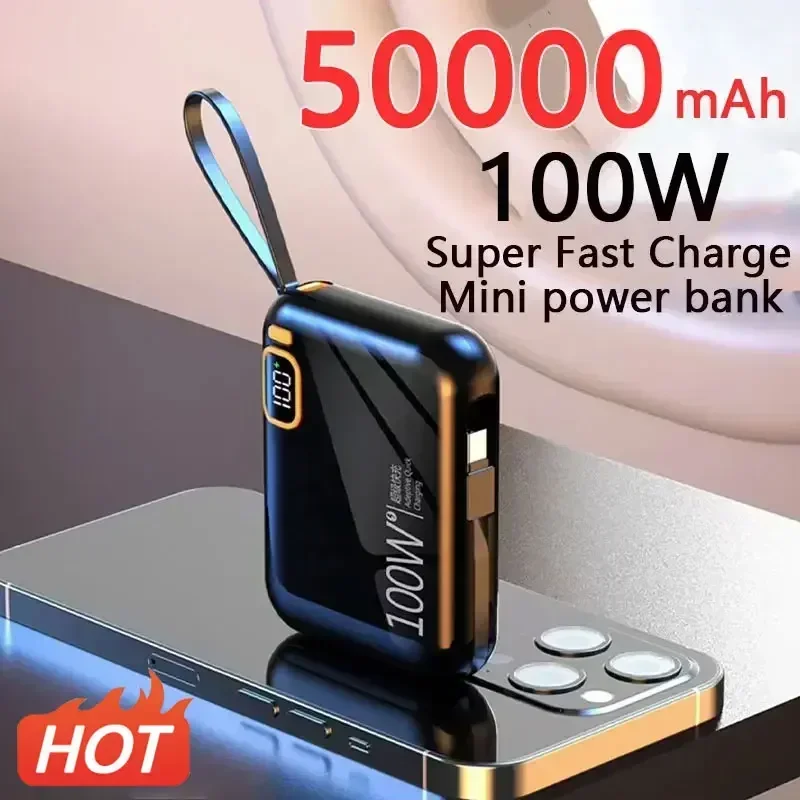 50000mah Portable Power Bank PD100W Detachable USB to TYPE C Cable Two-way Fast Charger Mini Powerbank for iPhone Xiaomi Samsung
50000mah Portable Power Bank PD100W Detachable USB to TYPE C Cable Two-way Fast Charger Mini Powerbank for iPhone Xiaomi Samsung