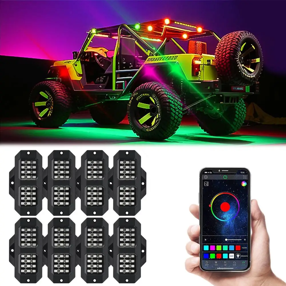 RGB LED Rock Lights Kits Multicolor Exterior Waterproof Underglow Neon Light Kits For ATV UTV SUV Off Road Auto
RGB LED Rock Lights Kits Multicolor Exterior Waterproof Underglow Neon Light Kits For ATV UTV SUV Off Road Auto