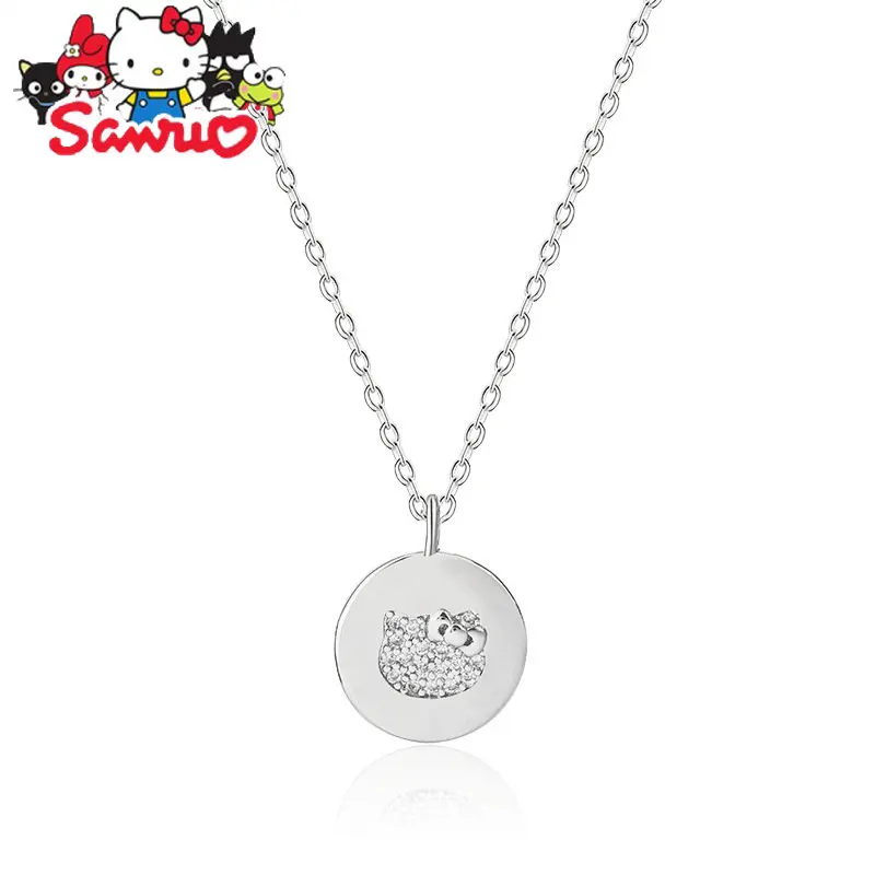 

New Cute Sanrio Hello Kitty Diamond Pendant Necklace Women's Versatile Ladies Exquisite Clavicle Chain for Girlfriend Gift