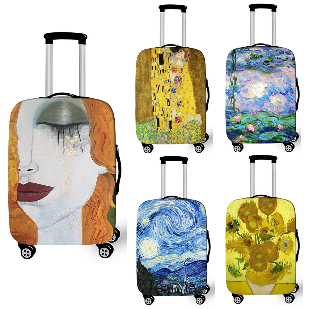 

Oil Painting Starry Night / Water Lilies / Tears Kiss Luggage Cover for Travel Van Gogh Gustav Klimt Claude Monet Suitcase Cover