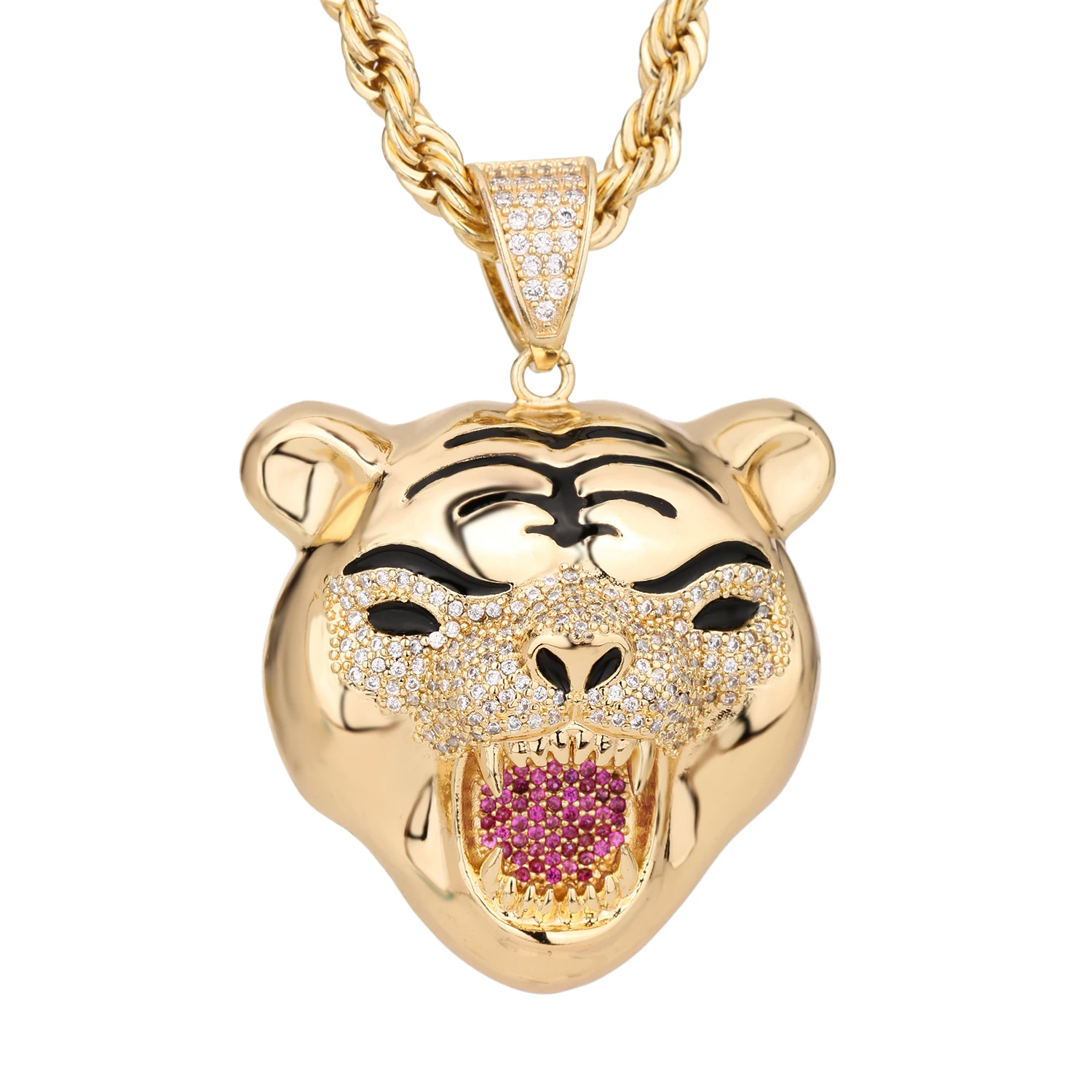

2024-New Original Hip-hop Charm Inlaid With Diamonds, Domineering Tiger Pendant, Both Male And Female Popular Accessories