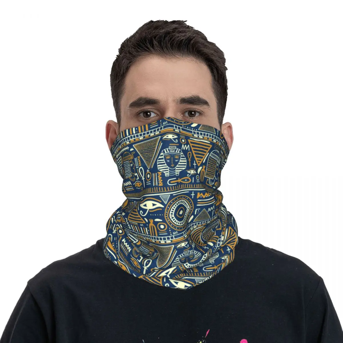 

Ancient Egypt Tribal Bandana Neck Gaiter Egyptian Ethnic Wrap Scarf Cycling Scarf Sprots for Men Women Adult Windproof