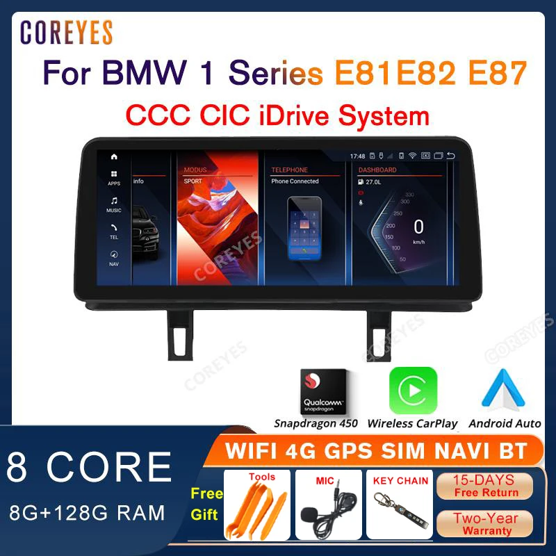 COREYES 12.3" For BMW 1 Series E81 E87 2004-2011 CCC CIC CarPlay Snapdragon 450 Car Radio Multimedia Player BT Head Unit GPS
COREYES 12.3" For BMW 1 Series E81 E87 2004-2011 CCC CIC CarPlay Snapdragon 450 Car Radio Multimedia Player BT Head Unit GPS