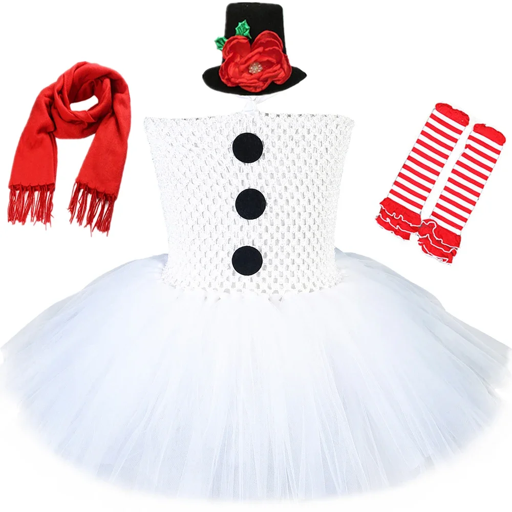 

Snowman Costume for Girls Christmas Dress Outfit White Olaf Dress Up Baby Kids Halloween Holiday Xmas Party Tutu Dress Clothes
