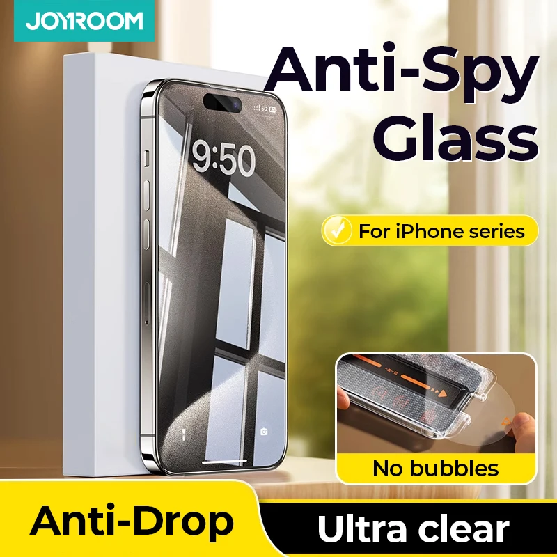 

Joyroom Privacy Screen Protector For iPhone 15 14 13 Pro Max Full Cover Anti-Spy Tempered Glass Film 9H Hardness Glass