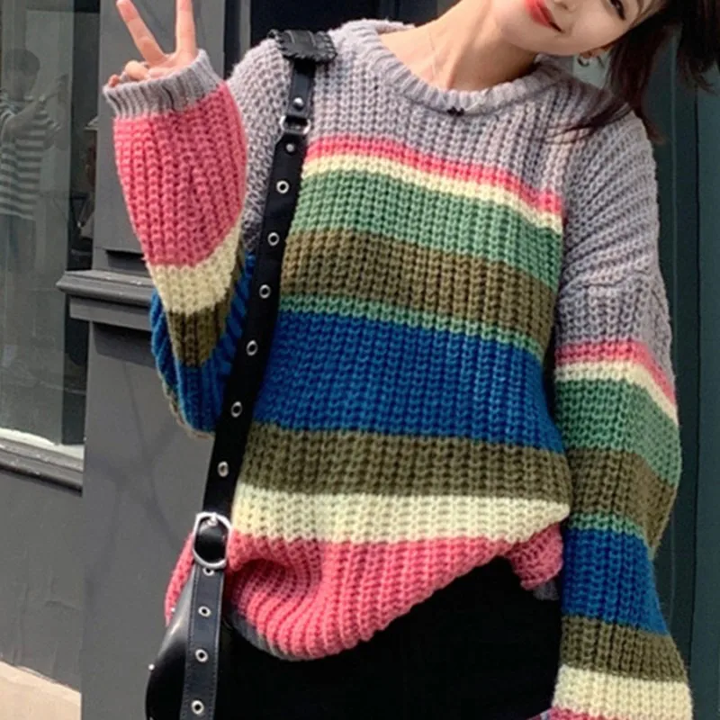 Women's Spring Autumn Knit Sweater Long Sleeve Crewneck Contrast Color Pullover Knitwear Patchwork Blouses
Women's Spring Autumn Knit Sweater Long Sleeve Crewneck Contrast Color Pullover Knitwear Patchwork Blouses