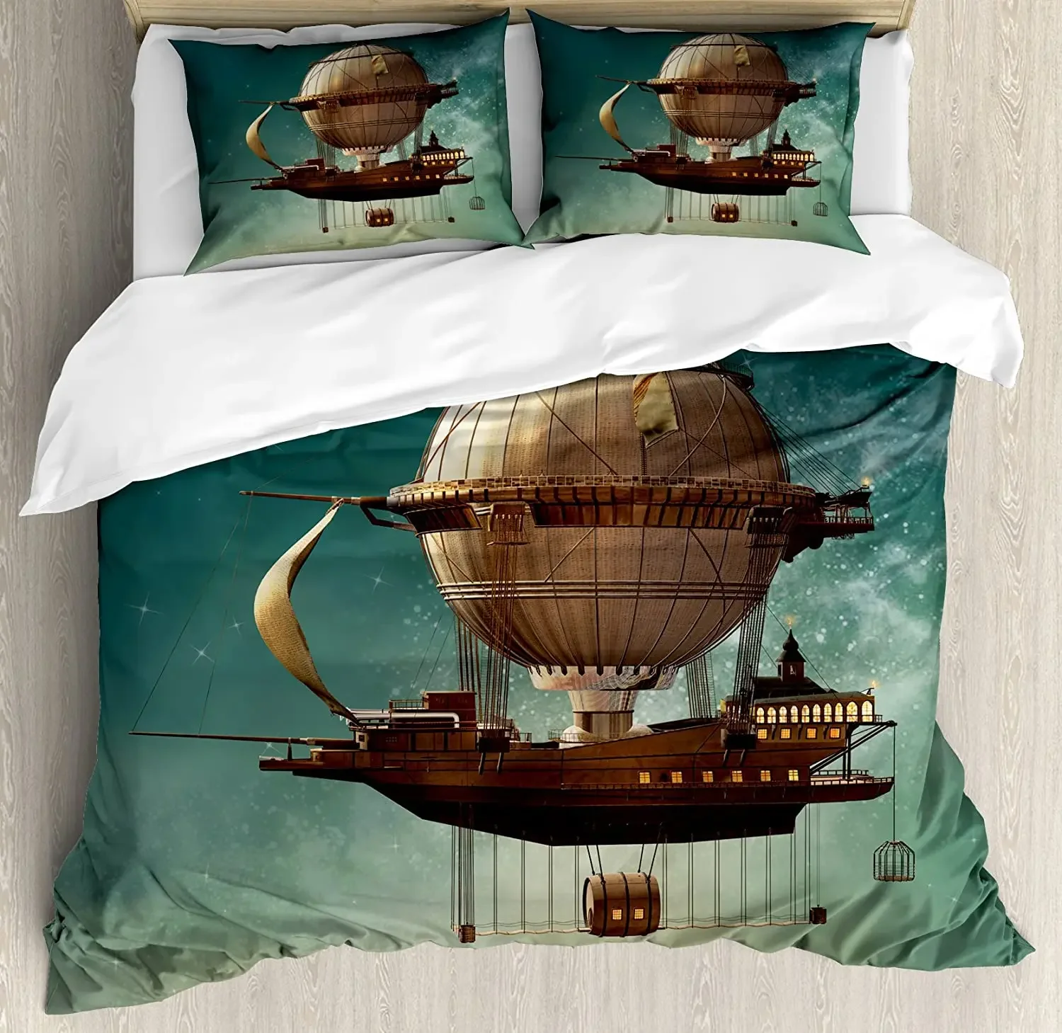 Fantasy Decor Bedding Set Comforter Duvet Cover Pillow Shams Surreal Sky Scenery with Steampunk Air Bedding Cover Double Bed Set
Fantasy Decor Bedding Set Comforter Duvet Cover Pillow Shams Surreal Sky Scenery with Steampunk Air Bedding Cover Double Bed Set